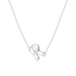 Silver Initial Letter Necklace R SPE-5558